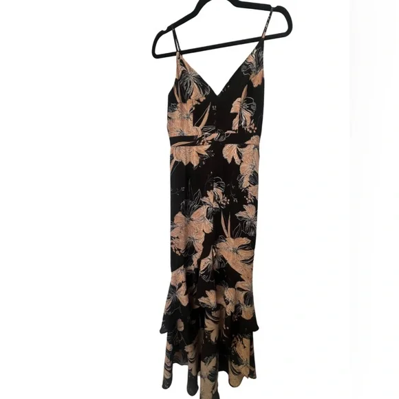 Lulus Darling Daylily Black Floral Print High-Low Maxi Dress Small - Picture 3 of 7
